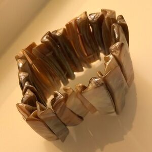 Abalone shell bracelet 3 inch diameter stretch 2 inch length long pieces